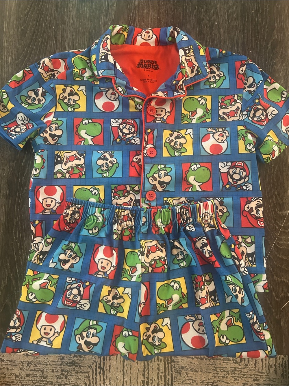 Super Mario brothers Blue Character Print Pajama Set Boys 6